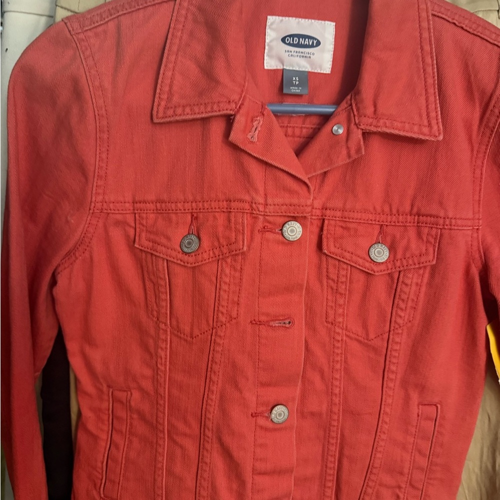 Old Navy Women's Vibrant Coral Salmon/Pink  Jean Jacket